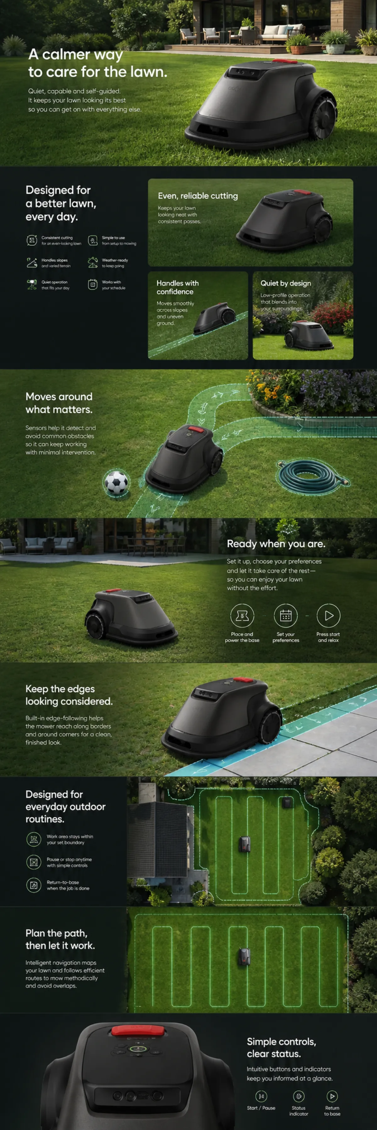 Robotic Lawn Mower Features and Benefits｜AI Image Generation Prompts