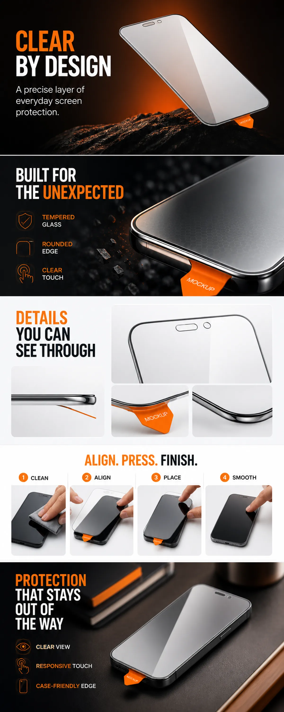 Clear Tempered Glass Screen Protector Features Guide｜AI Image Generation Prompts