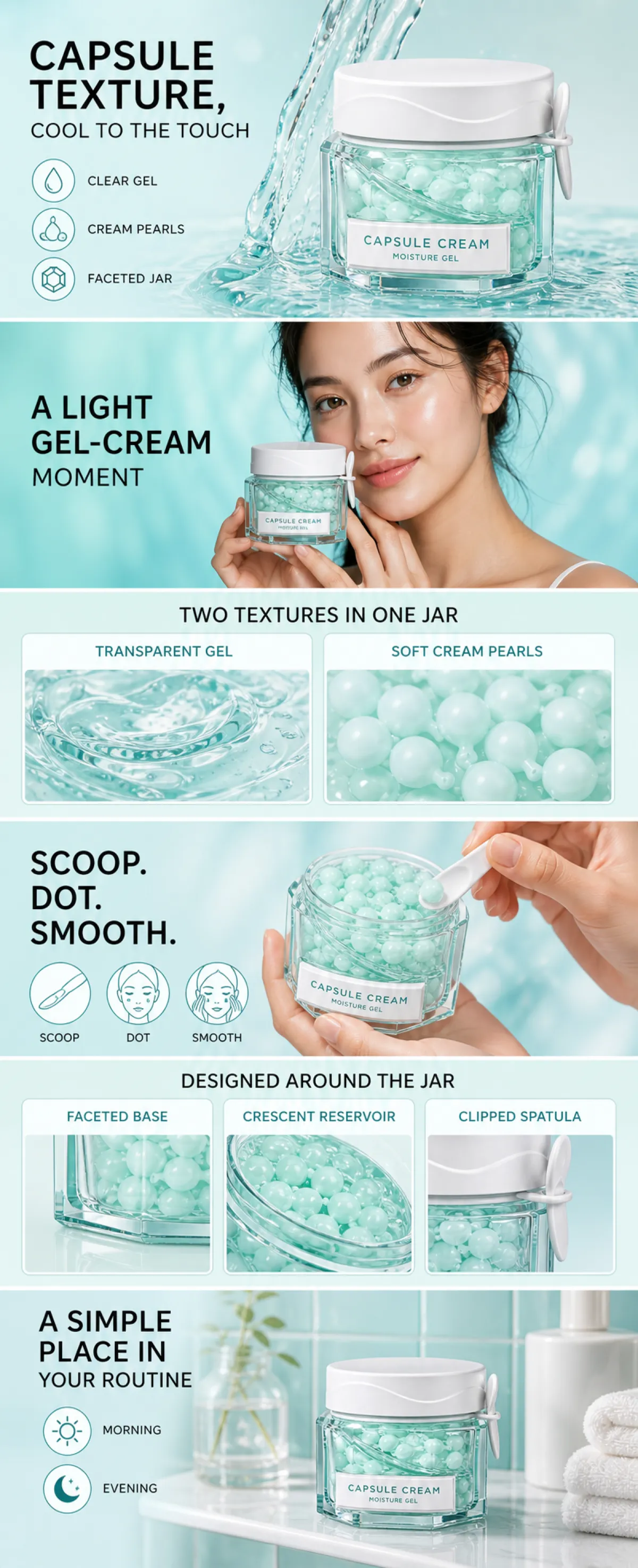 Capsule Cream Moisture Gel with Cream Pearls｜AI Image Generation Prompts