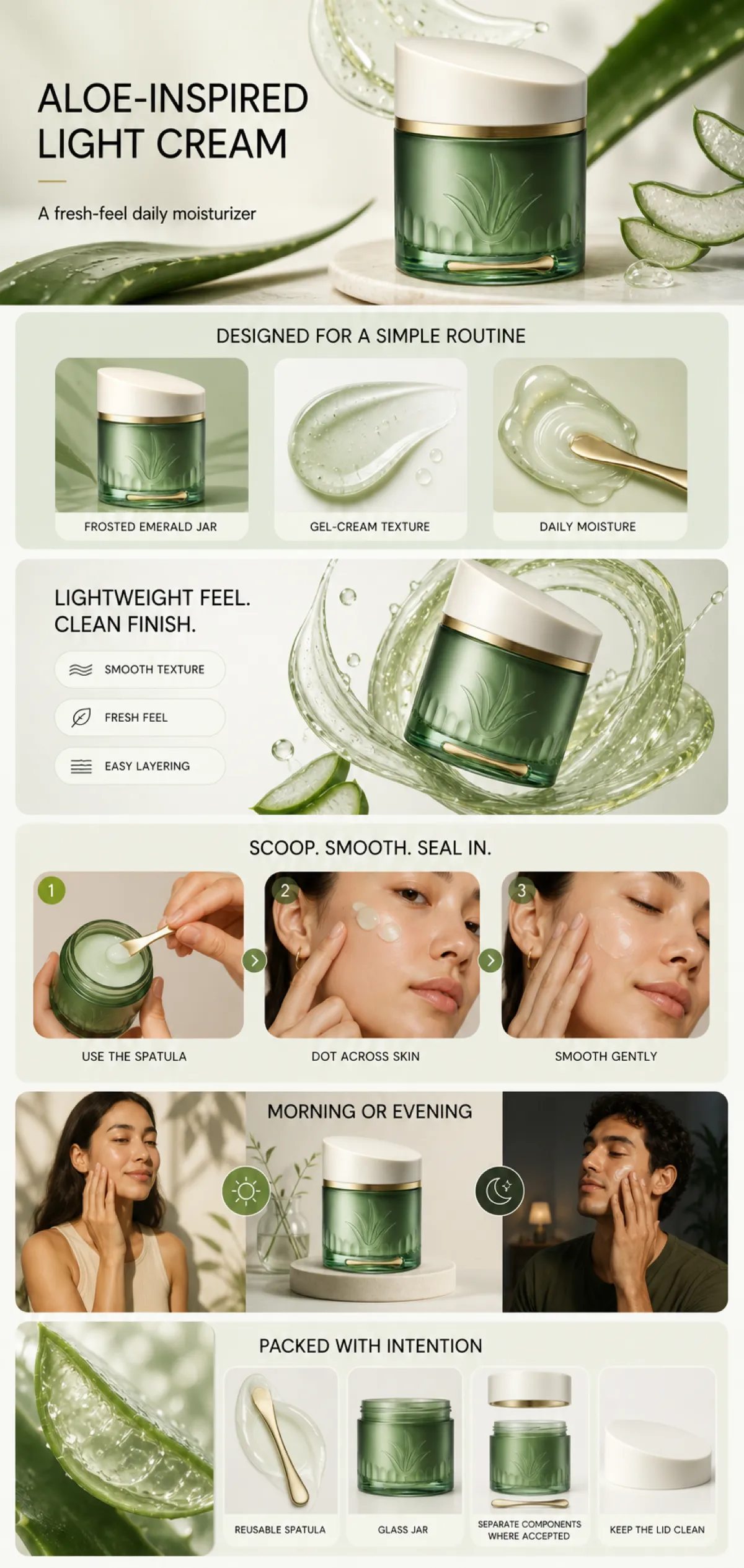 Aloe-Inspired Light Cream Daily Moisturizer｜AI Image Generation Prompts