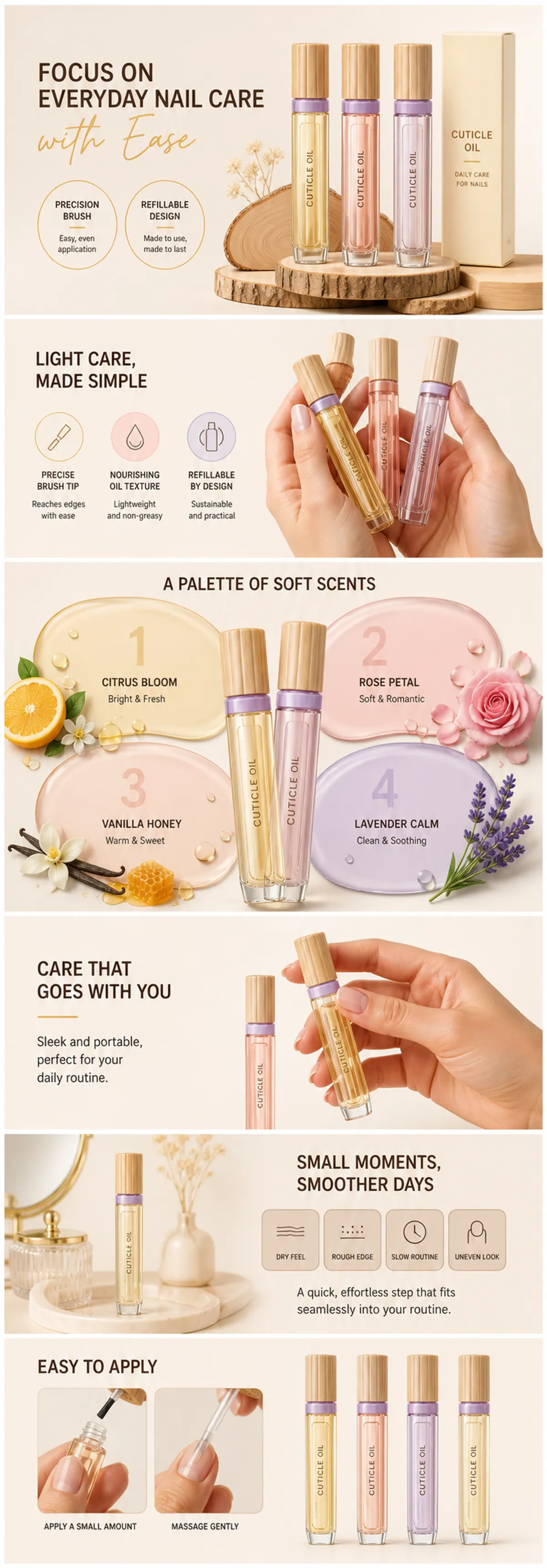 Refillable Cuticle Oil for Everyday Nail Care｜AI Image Generation Prompts