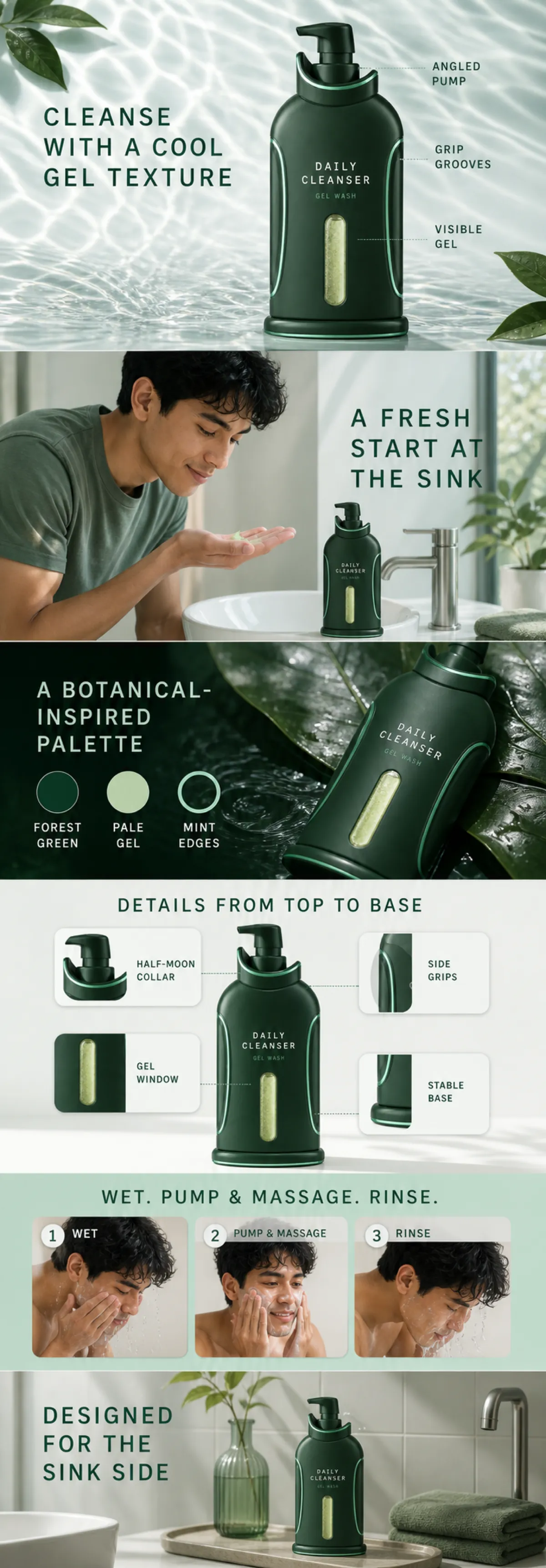 Daily Cleanser Gel Wash Bottle Design｜AI Image Generation Prompts