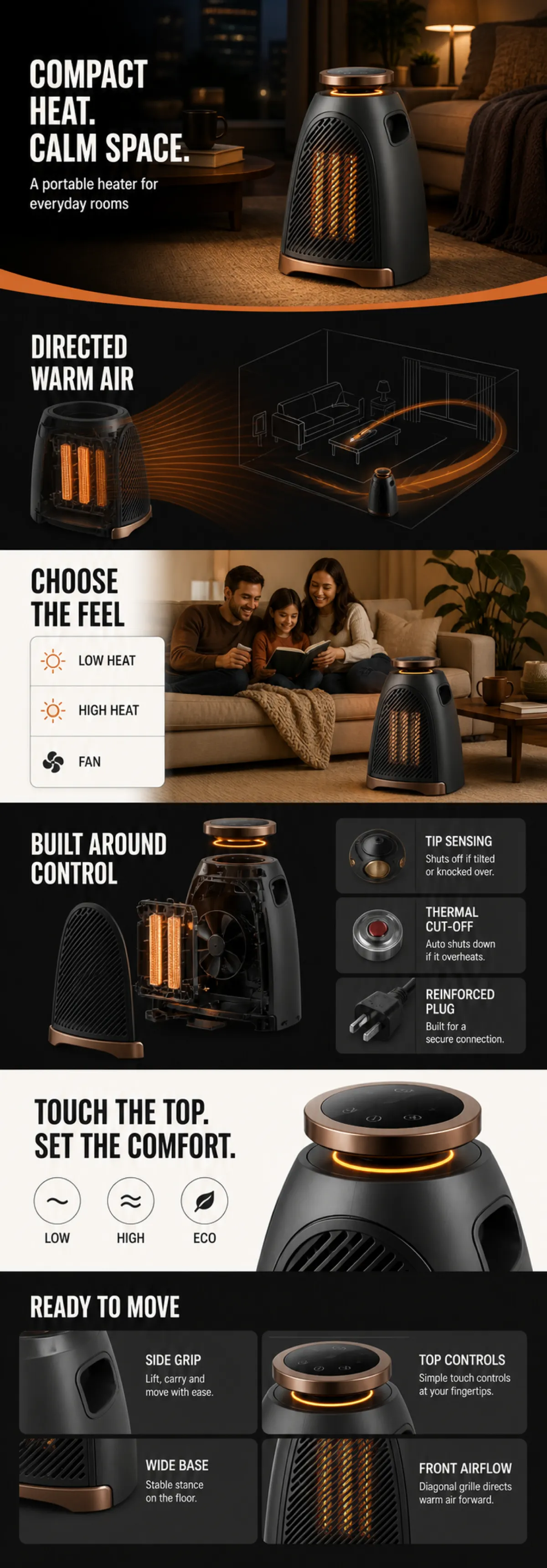 Compact Portable Heater Features and Benefits｜AI Image Generation Prompts