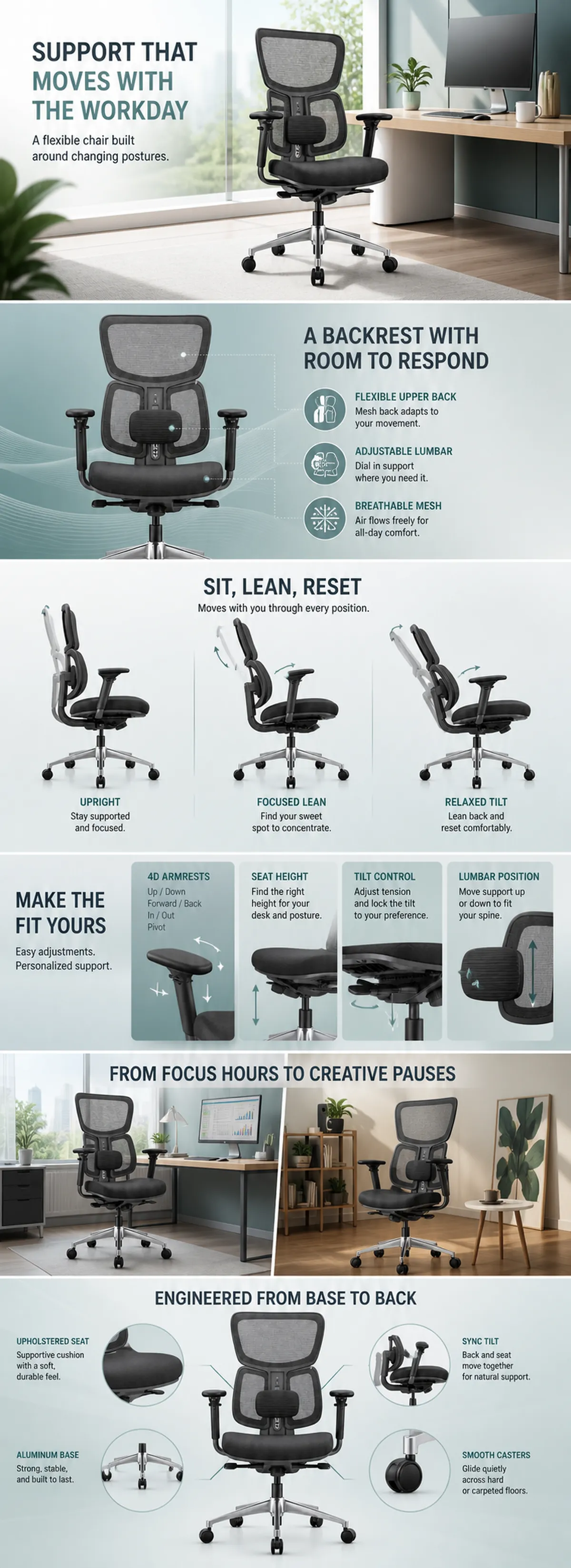 Ergonomic Mesh Office Chair Features Guide｜AI Image Generation Prompts