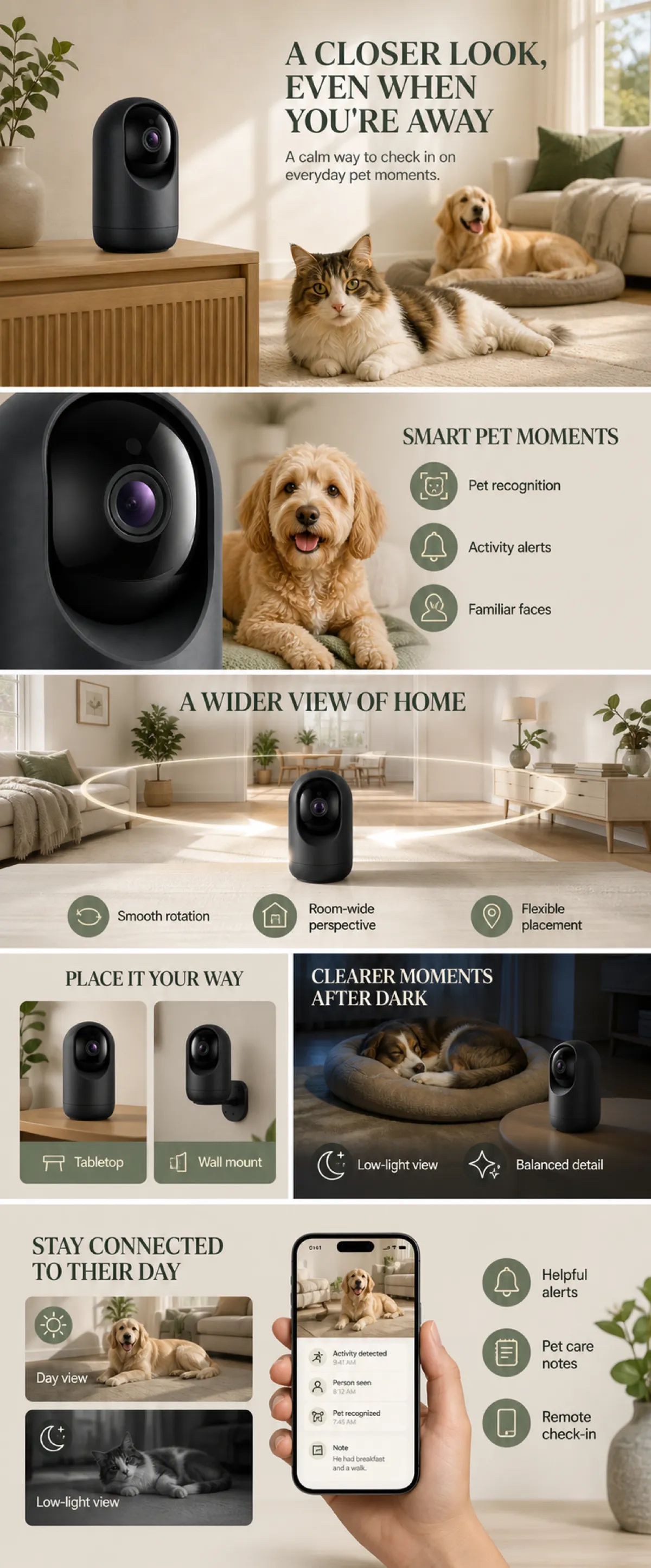 Smart Pet Camera with Night Vision and Wide View｜AI Image Generation Prompts